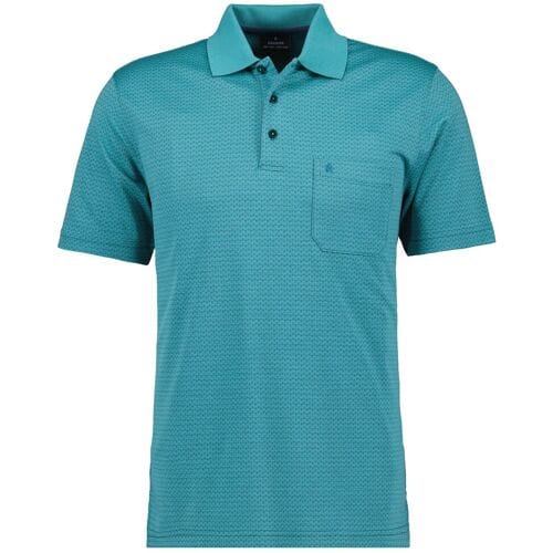 Ragman Polo Soft Knit Subtle Jacquard Pattern Emerald / male