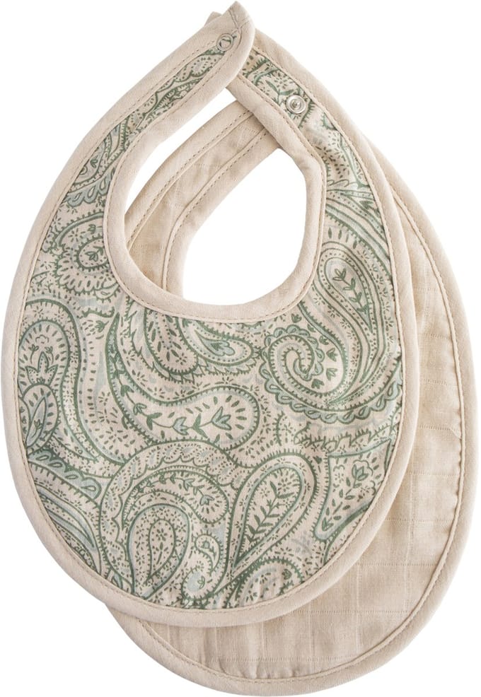 Mushie Mousseline Slab - Green Paisley / Fog