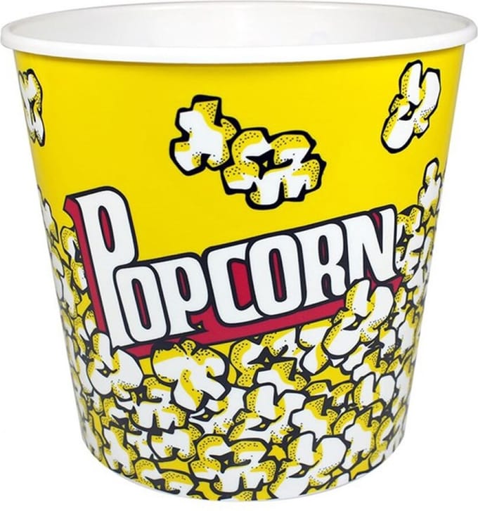 Concorde Popcorn bak - geel/wit - kunststof - D21 cm - 4.7 liter - herbruikbaar