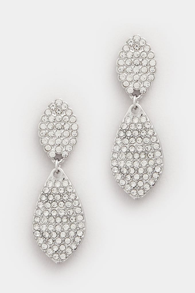 Yours Zilveren Oorbellen Met Diamantjes En Dubbele Druppelsize ONE