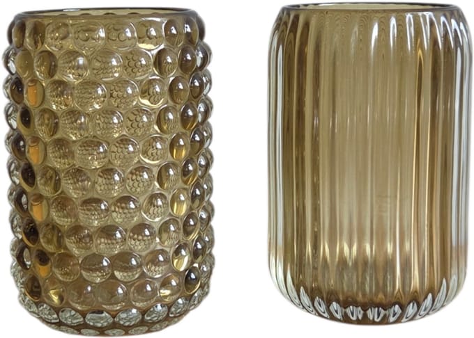 Daan Kromhout - Waxinelichthouders - Set van 2 - Stevig Glas - Bruin Groen - 9x13cm