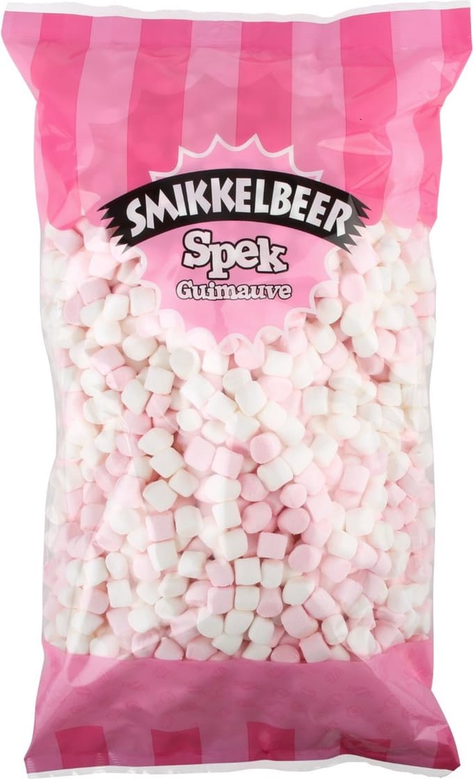 Smikkelbeer - Minimallows – Mini Marshmallows – 1 Kilo – Wit & Roze Spekjes