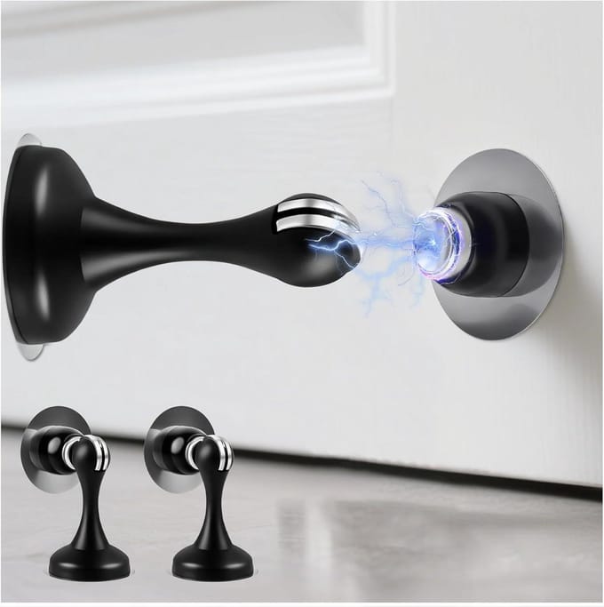 Magnetische Deurstoppers - Deurhouders - Deur Open Houden - Zonder Boren - 2 Stuks - Zwart
