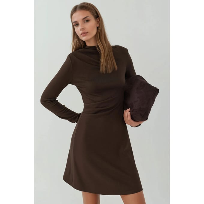 Gekleed Mini-jurk met Ronde Hals