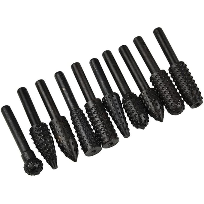 10 STKS Rasp Vijl Boor Bits Rasp Set Boor Slijpmachine Boor Rasp Voor Houtbewerking Snijgereedschap 1/4 zwart