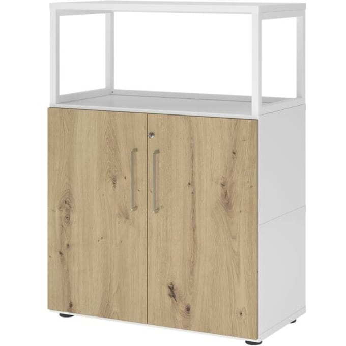 FlexWall | 3 OH | Deuren + frame | met stelvoeten - Wit/Essen-Eik