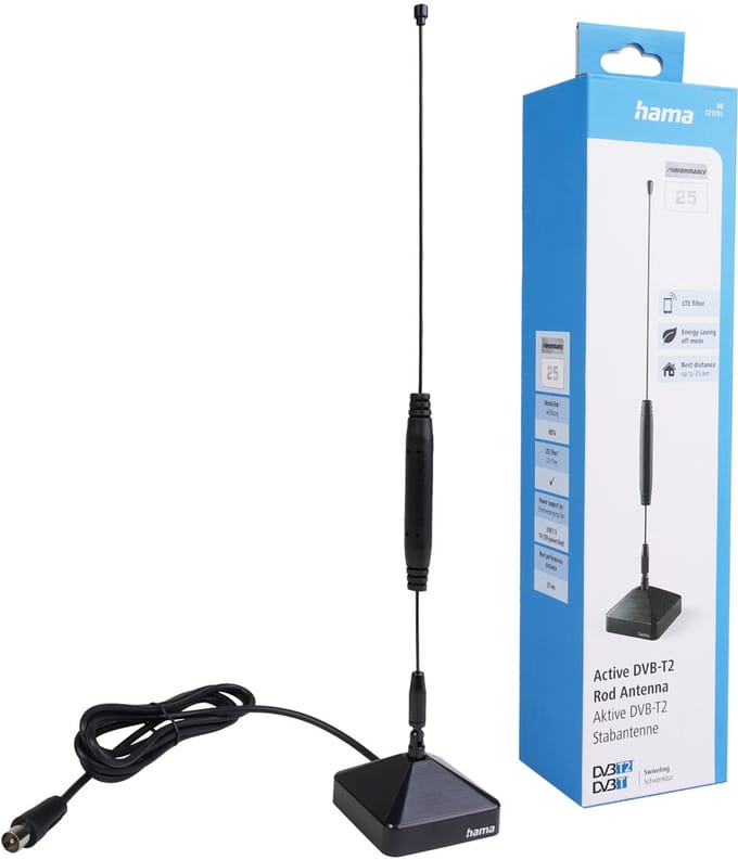 DVB-T2 staafantenne Performance 25 Active Zwart
