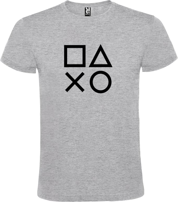 Grijs T-shirt ‘PlayStation Buttons’ Zwart Maat M