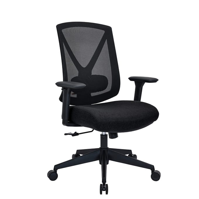Bureaustoel / draaistoel Mirou met netrugleuning / stoffen zitting, zwart, hjh OFFICE