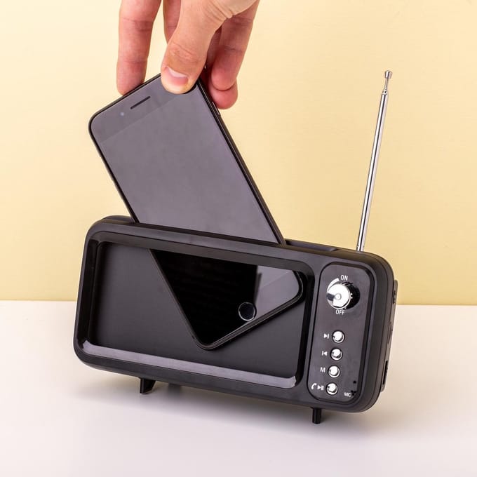 Balvi Smartphonehouder Retro Tv 11 X 19,30 X 8 Cm Abs Zwart