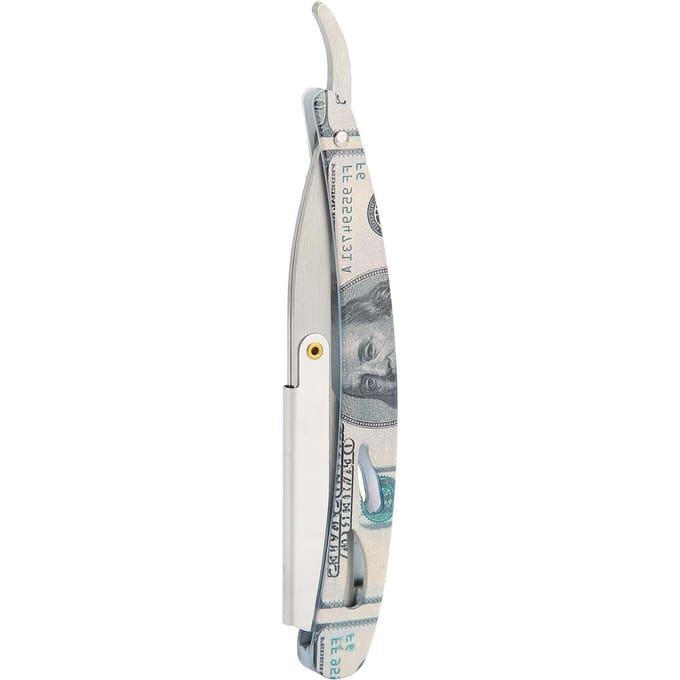 Porte-rasoir droit professionnel Acier inoxydable Rasoir manuel pliant pour hommes (Sans lame) white