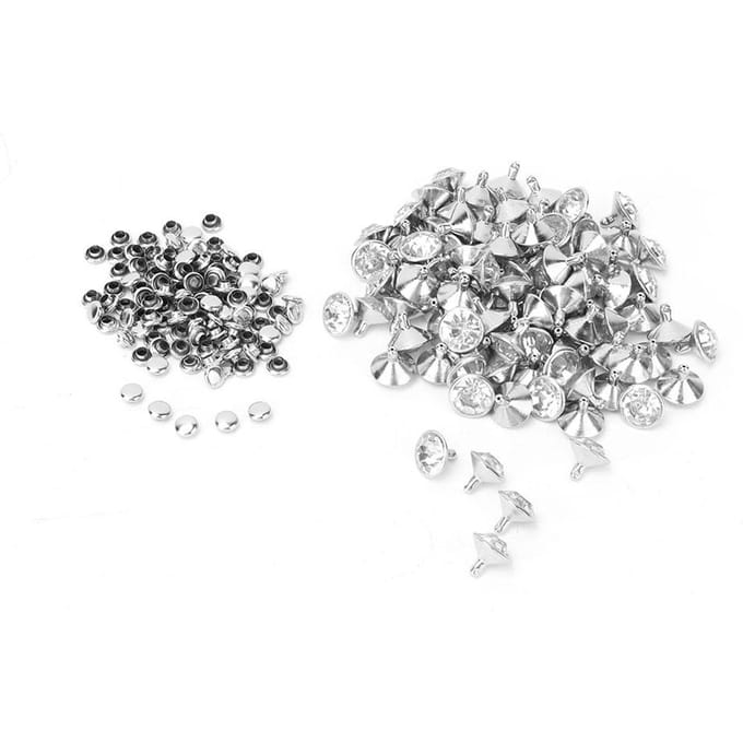 Stof Kristal Inleg Snelle Klinknagels 12mm Spots Studs Dop voor DIY Leer Ambacht Decoratie(Goud) white