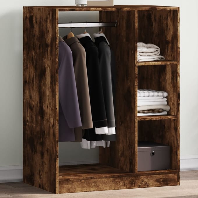 vidaXL - Kledingkast - 77x48x102 - cm - bewerkt - hout - gerookt - eikenkleurig