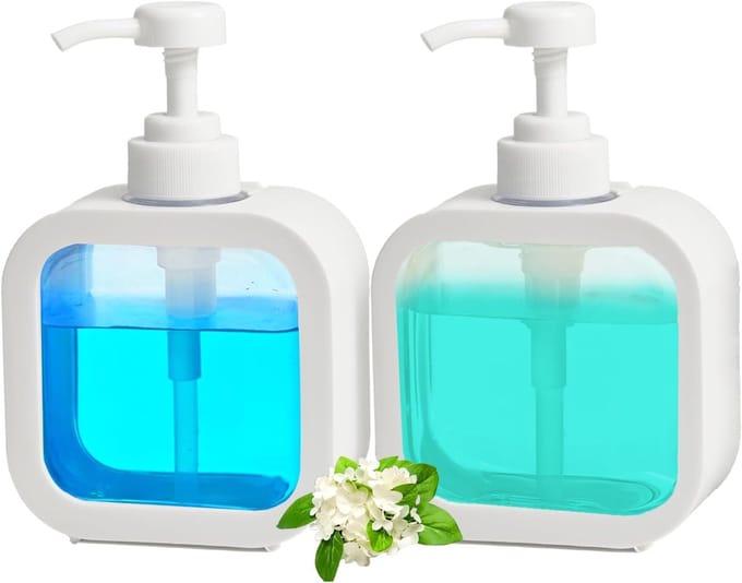Famanu – Navulbare zeepdispensers met pomp – Set van 2 – Transparant