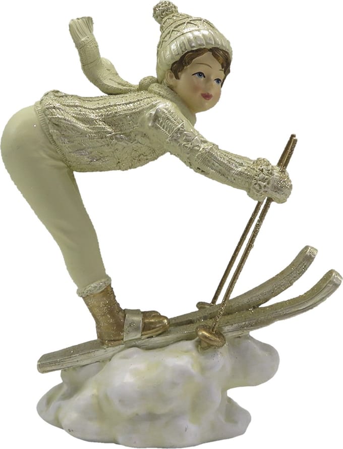 Clayre & Eef Beeld Kind 19 cm Beige Goudkleurig Kunststof