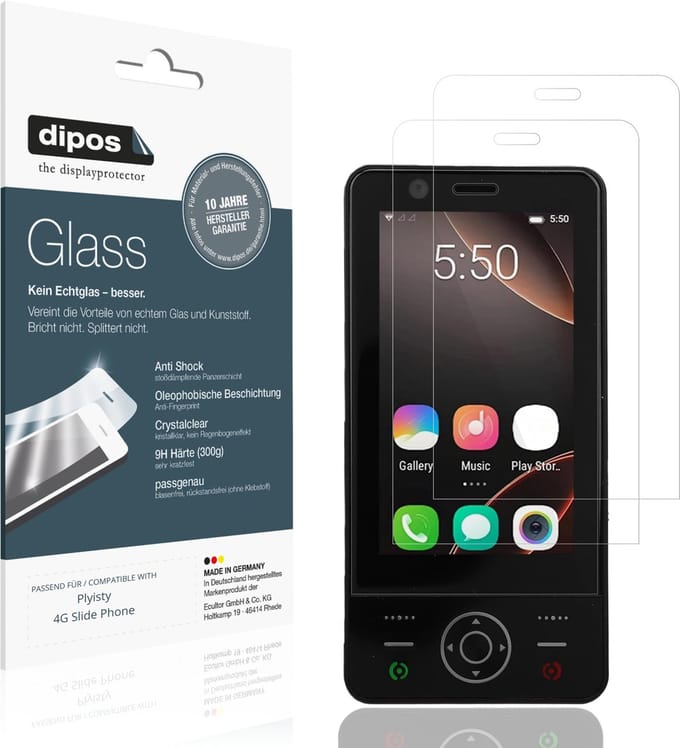 dipos – 2x Pantserfolie geschikt voor Plyisty 4G Slide Phone | 9H Screenprotector