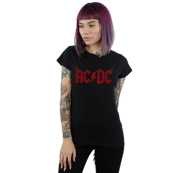 AC/DC Dames/Dames Horns Logo Katoenen T-Shirt (Zwart)
