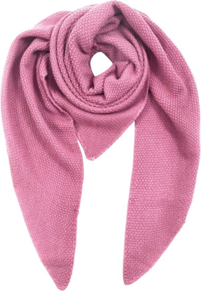 Gebreide Driehoekige Sjaal - Fuchsia / Roze - 270 x 85 cm (011717#)