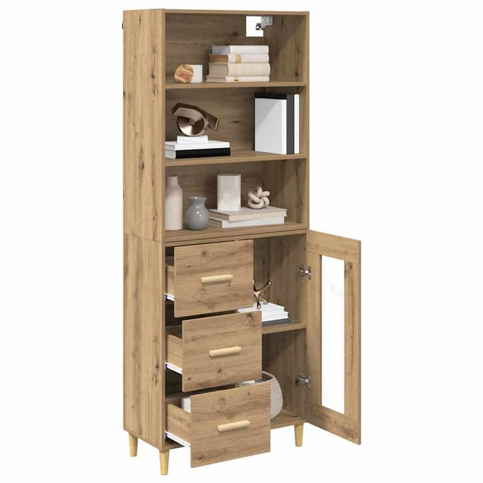 vidaXL - Highboard - Artisan - Eiken - 69,5 - x - 34 - x - 180 - cm - Bewerkt - hout