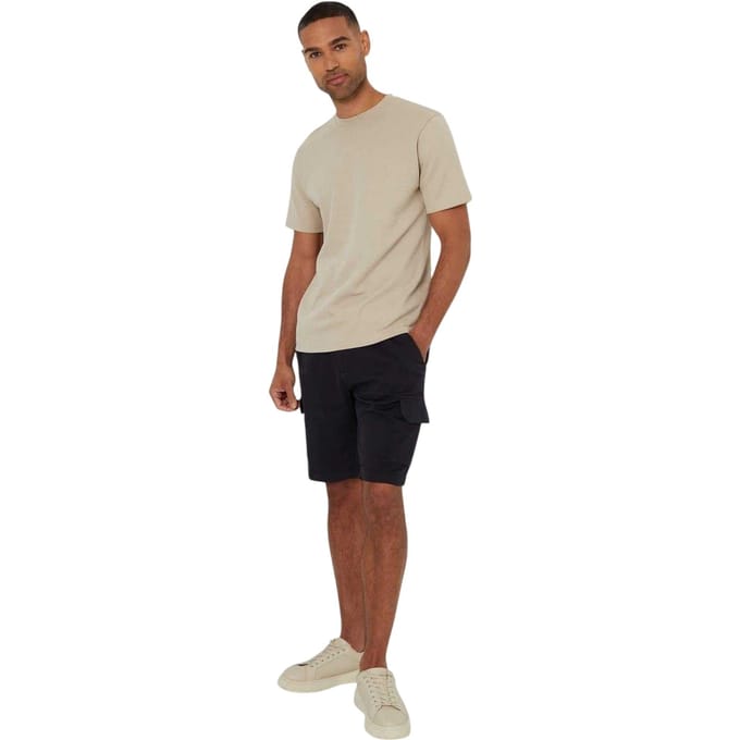Threadbare Heren Textured Crew Neck Regular T-shirt (Steen)
