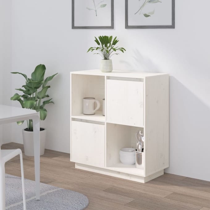 vidaXL - Dressoir - 74x35x80 - cm - massief - grenenhout - wit