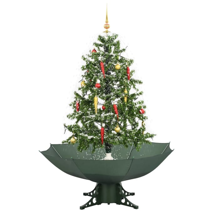 vidaXL - Kerstboom - sneeuwend - met - paraplubasis - 140 - cm - groen
