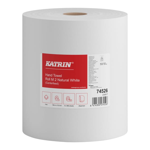 Katrin Poetspapier | 2-laags | 17.8cm | 150m | papier | wit | 6 rol