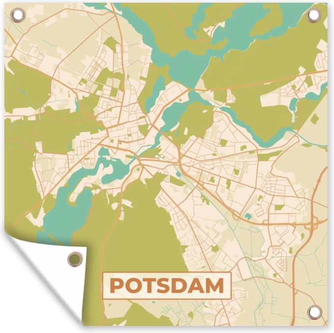 Tuindoek Stadskaart - Potsdam - Vintage - Plattegrond - Kaart - 100x100 cm