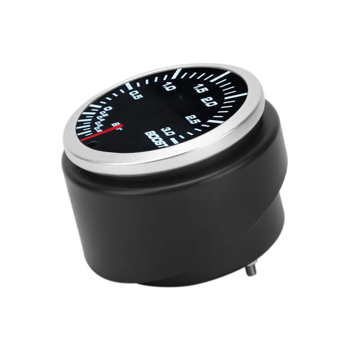 2 inch Turbodrukmeter 1 2Bar LED Meter 10 Kleuren Achtergrondverlichting Rode Wijzer met Sensor Universeel black