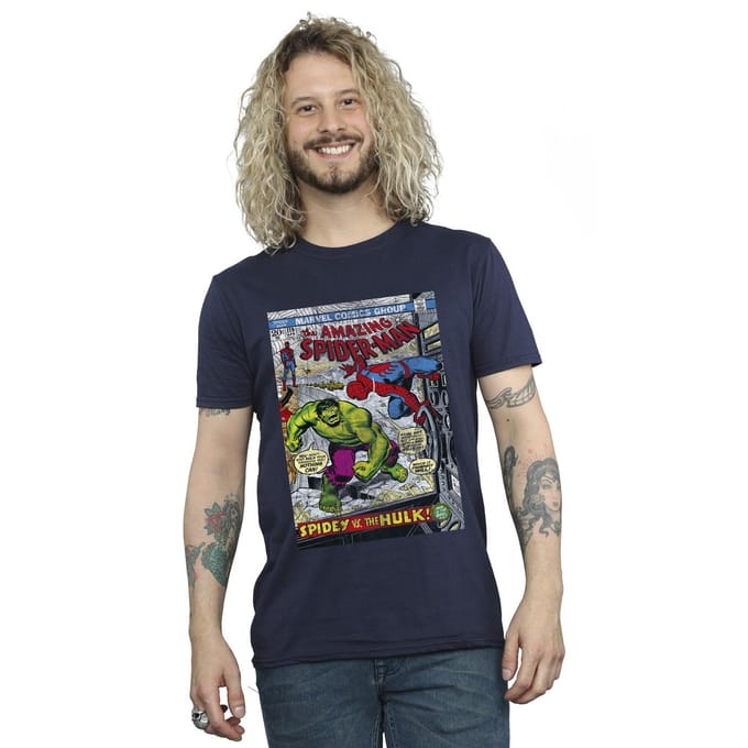 Marvel Heren Spider-Man VS Hulk Cover T-Shirt (Marineblauw)