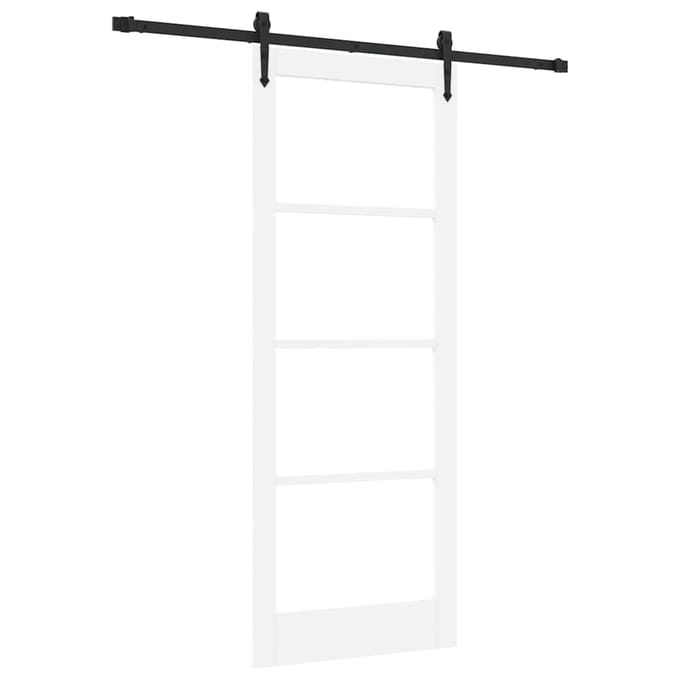 vidaXL - Schuifdeur - 83 - x - 211 - cm - Massief - grenenhout - en - glas - Wit