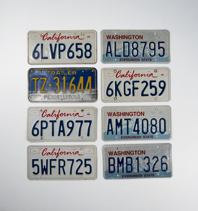 Mancave Decoratie - USA kentekenplaat - 100% Authentiek - Set van 8