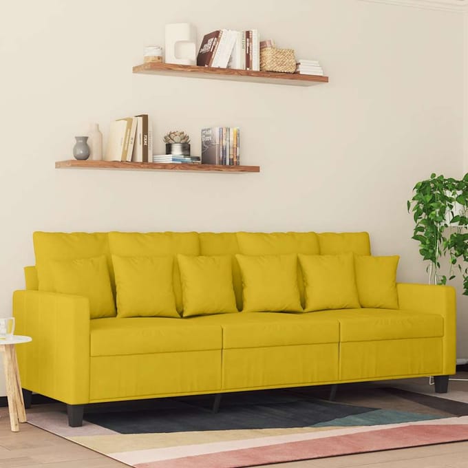 Vidaxl Bank 3-zits, Geel, 180 Cm, Bekleed met Fluweel