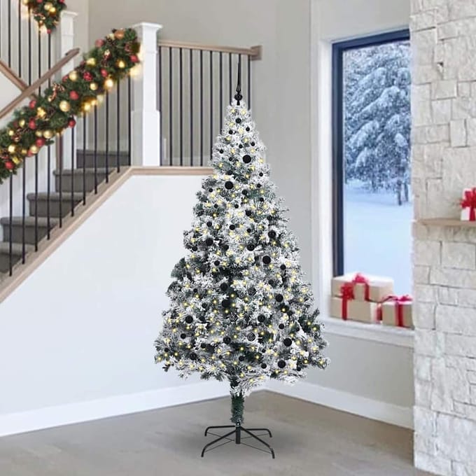 vidaXL - Kunstkerstboom - Wit - 240 - cm - PVC - en - Staal - en - Kunststof