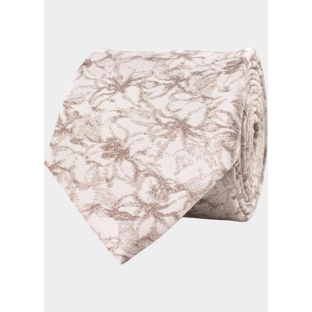 TRESANTI | GIOTTO | Silk tie with hand-painted flowers | Beige