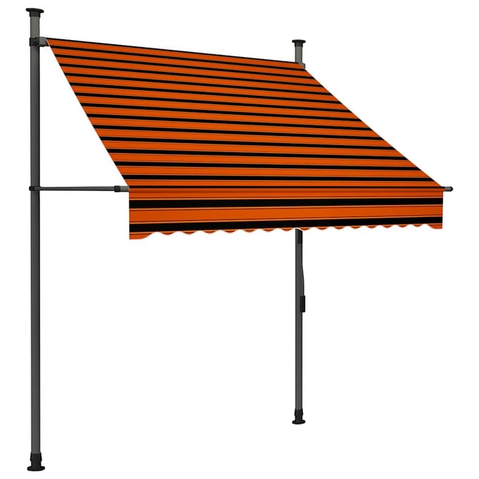 vidaXL - Luifel - handmatig - uitschuifbaar - met - LED - 150 - cm - oranje - en - bruin