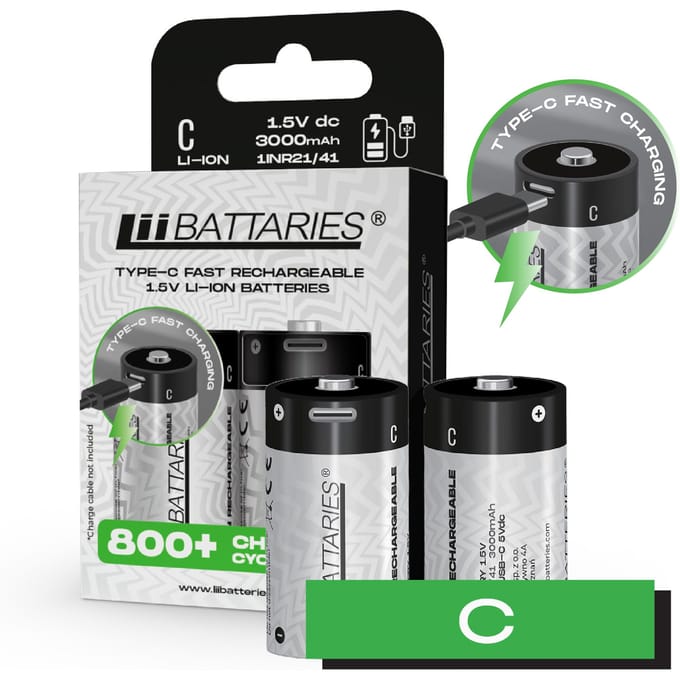 LiiBattaries PUISSANTE BATTERIE BATTERIE LITHIUM-ION C USB-C 2pcs 3000mAh