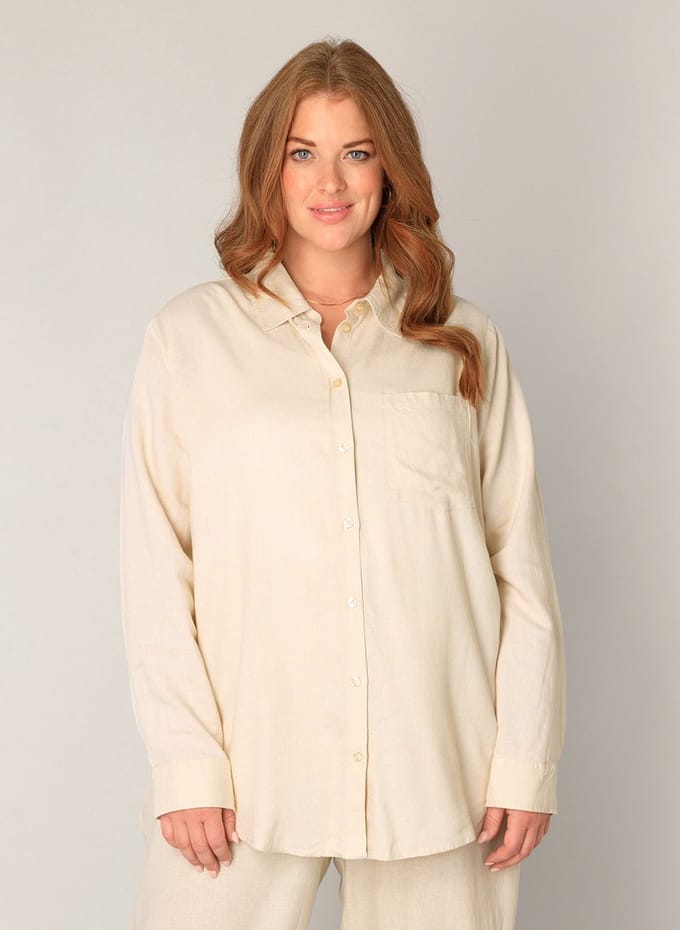 BASE LEVEL CURVY Yaella Shirts - Light Beige - maat 4(54/56)