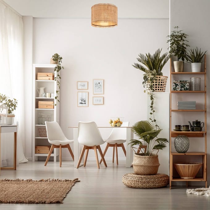 B.K.Licht Borra - Plafondlamp - stro lampenkap - boho stijl - E27 fitting - Ø40 - natuurlijk - beige