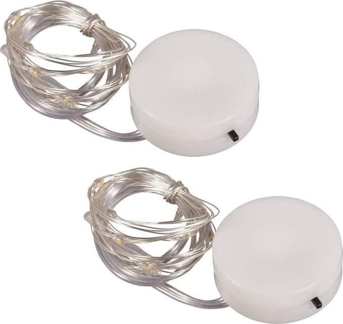 Micro lichtsnoer - 2x - 10 led lampjes - warm wit - 120 cm - kerstlampjes - kerstverlichting