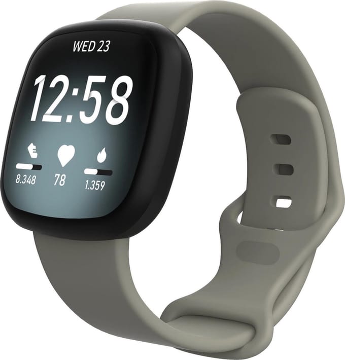 KELERINO. Siliconen bandje geschikt voor Fitbit Versa 3 / Sense - Grijs - Large