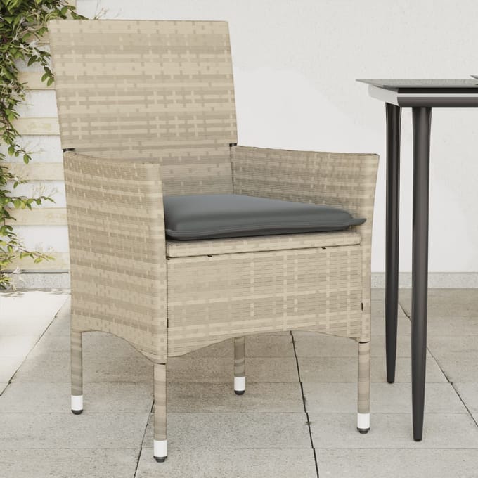 vidaXL - Tuinstoelen - 2 - st - met - kussens - poly - rattan - lichtgrijs