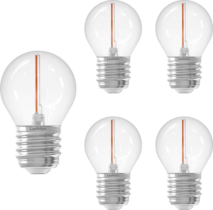 Ledvion - 5X E27 LED Lamp Helder - 1W - 2100K - 50L