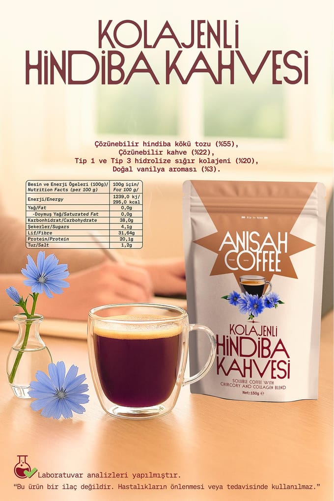 Anisah Koffie Collageen Cichorei Koffie 150 gr - Bron van Eiwitten, Vezels 1 PC