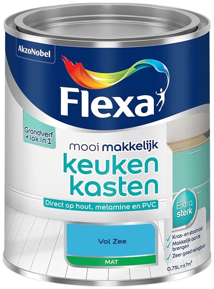 Flexa - Mooi Makkelijk Keukenkasten Mat - Vol Zee - Mengverf - 750 Ml
