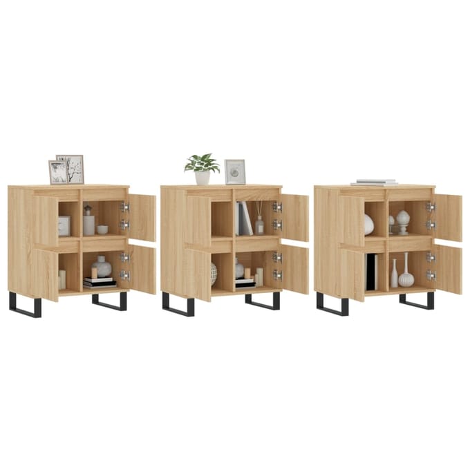 vidaXL - Dressoirs - 3 - st - bewerkt - hout - sonoma - eiken