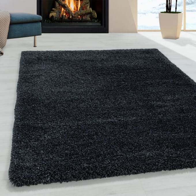 Pearl Soft Hoogpolig Vloerkleed Antraciet- 60x110 CM