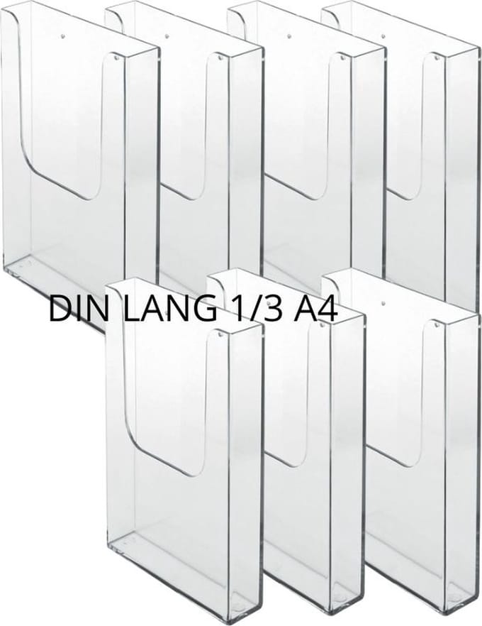7 Pack Folderhouder voor aan de wand Din Lang| folderrek | brochurehouder | folderdisplay | folderbak hangend| Din Lang 9,9x21cm