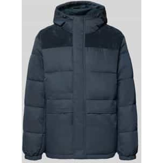 Puffer jacket met verborgen ritssluiting en labelstitching