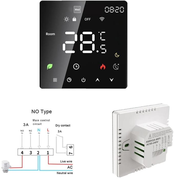 Zolara Slimme thermostaat - WiFi - Energiebesparing - Programmeerbaar - Zwart